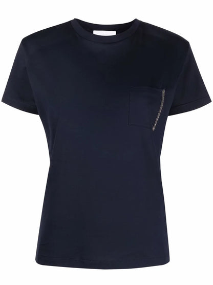 Bead-Detail Pocket T-Shirt