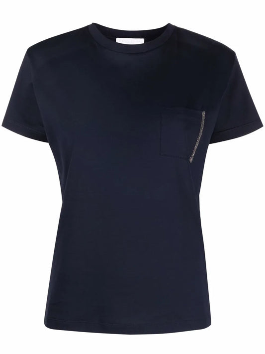 Bead-Detail Pocket T-Shirt