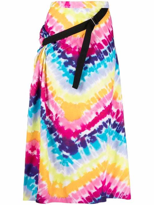Tie-Dye Wrap Midi Skirt