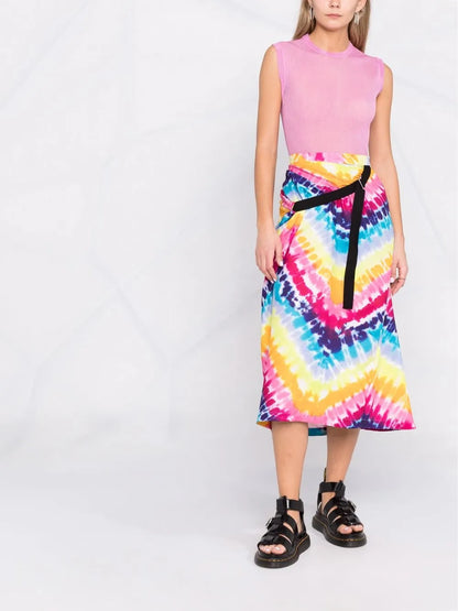 Tie-Dye Wrap Midi Skirt