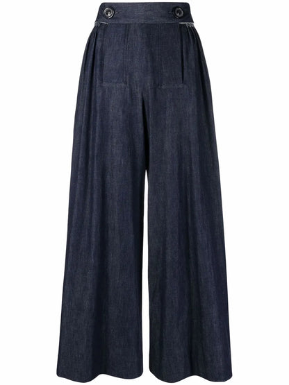 Wide Leg Denim Trousers