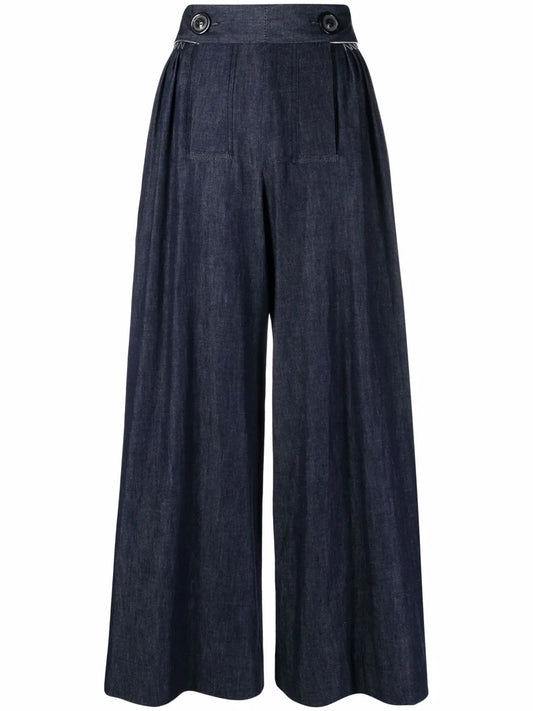 Wide Leg Denim Trousers