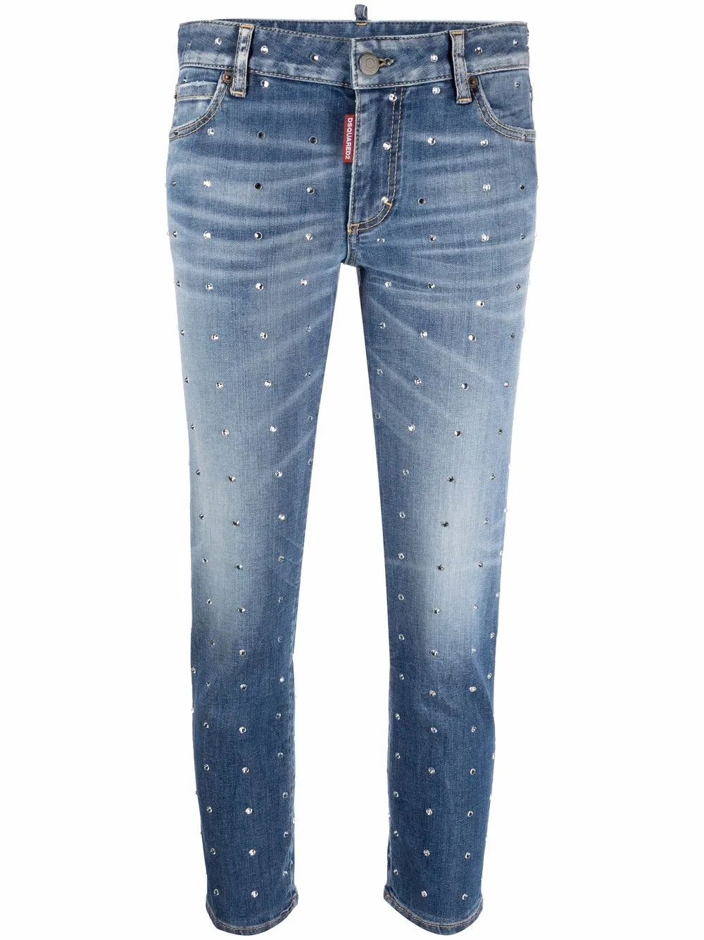 Crystal-Embellished Cropped Jeans