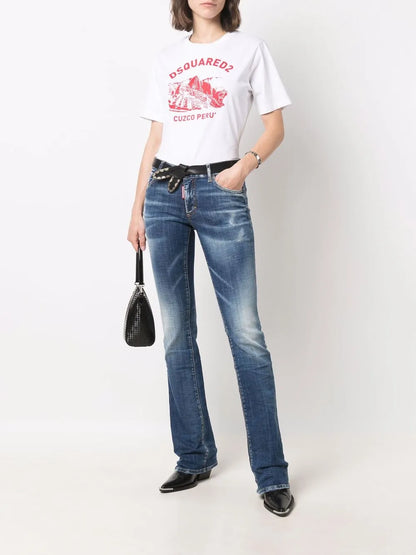 Low-Rise Flared Jeans