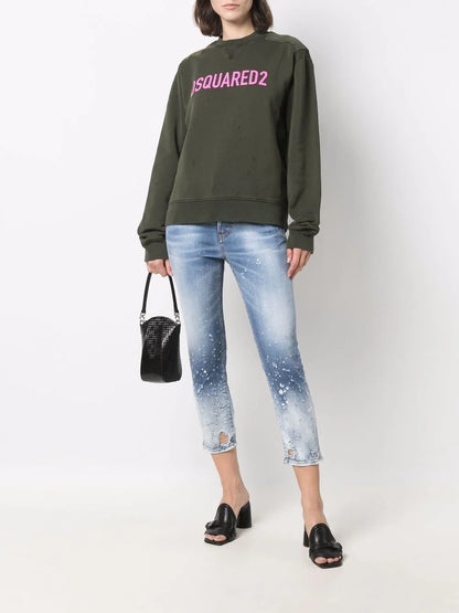Cropped Distressed-Effect Skinny Jeans
