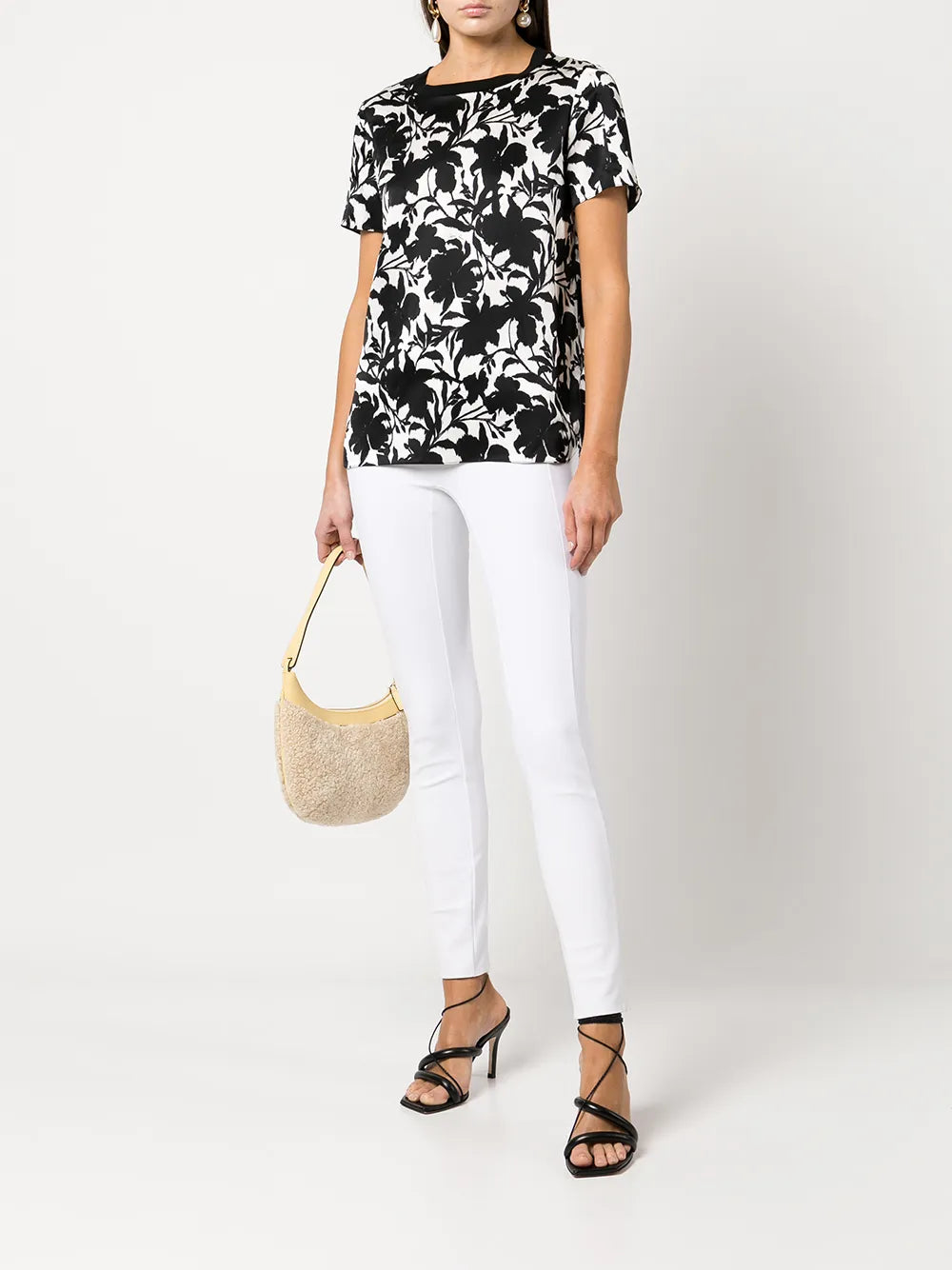 Floral-Print Silk T-Shirt