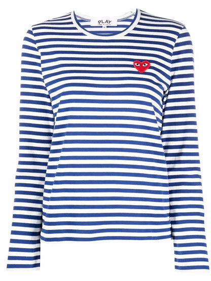 Heart-Patch Striped T-Shirt