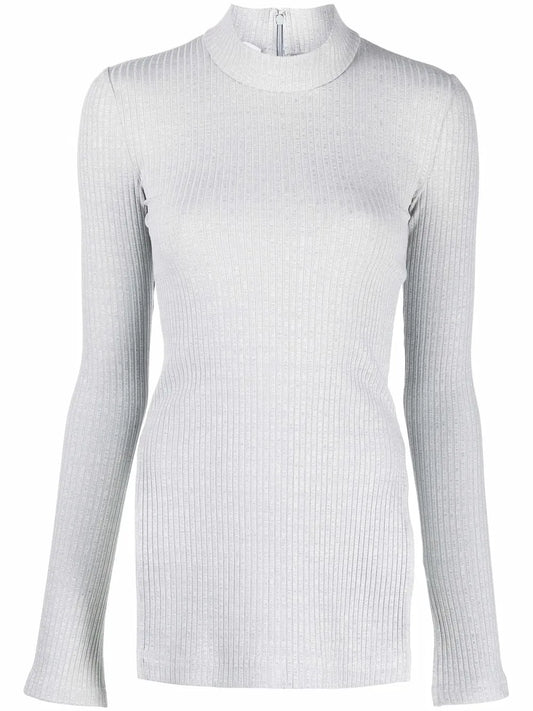 Ribbed-Knit Long-Sleeve Top