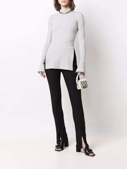 Ribbed-Knit Long-Sleeve Top