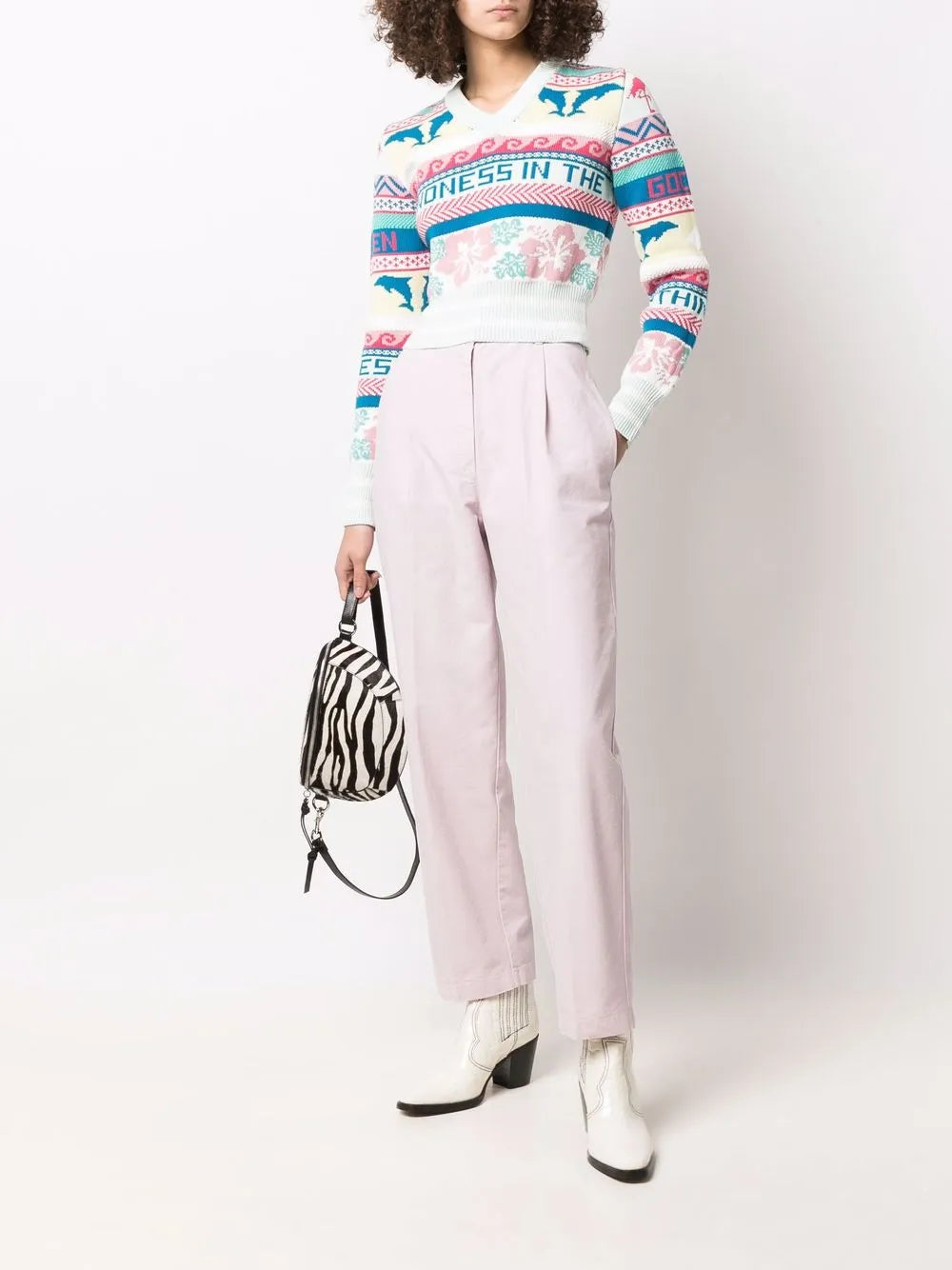 Patterned Knit Cropped Jumper