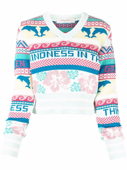 Patterned Knit Cropped Jumper