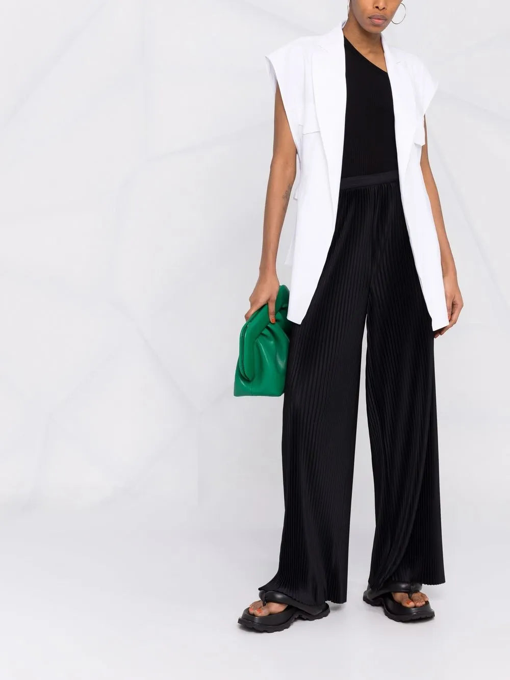 Straight-Leg Plissé Trousers