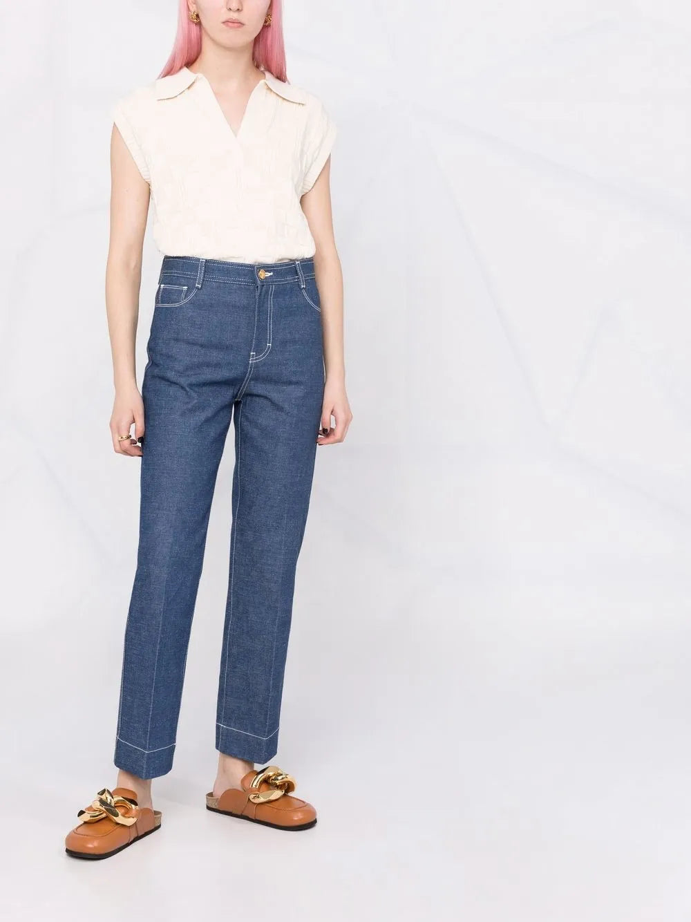 Straight-Leg Denim Jeans