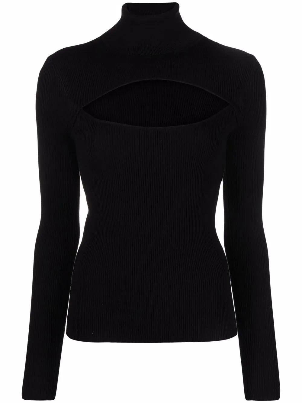 Cut-Out Roll-Neck Silk-Blend Top