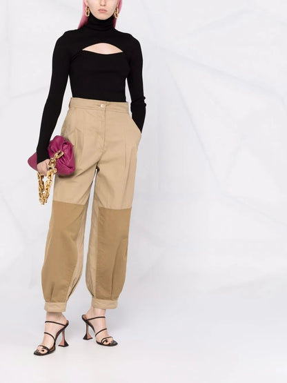 Cut-Out Roll-Neck Silk-Blend Top