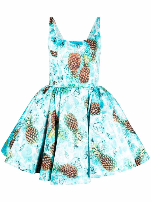 Duchesse Pineapple Skies-Print Mini Dress
