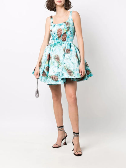 Duchesse Pineapple Skies-Print Mini Dress