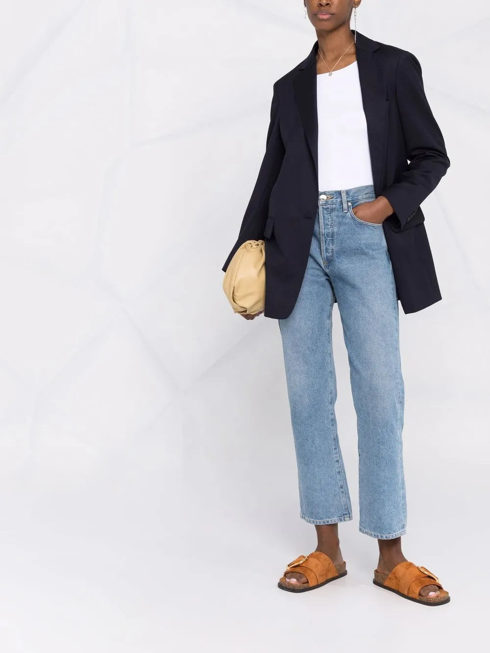Cropped-Sleeve Boat-Neck Top