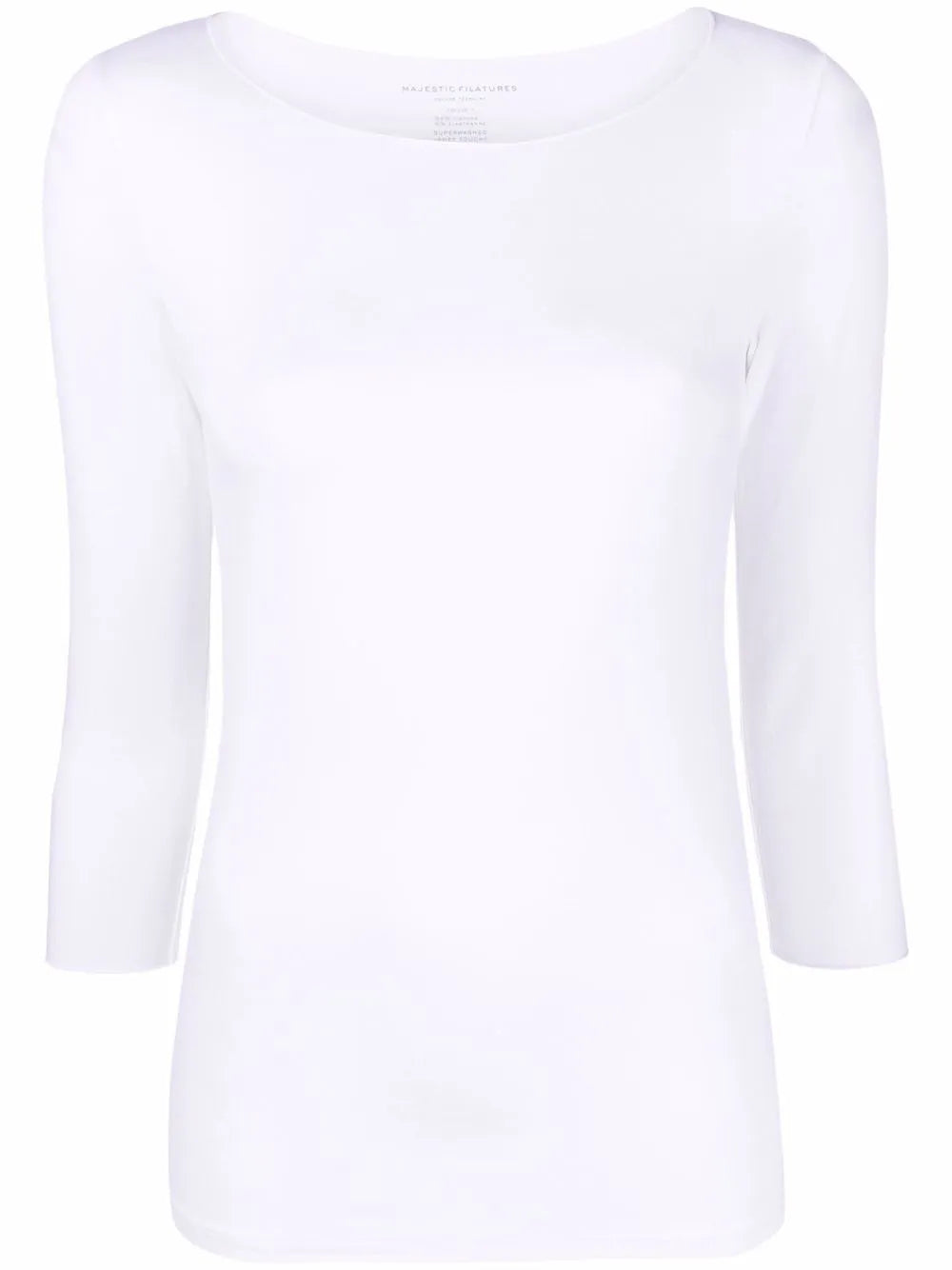 Cropped-Sleeve Boat-Neck Top