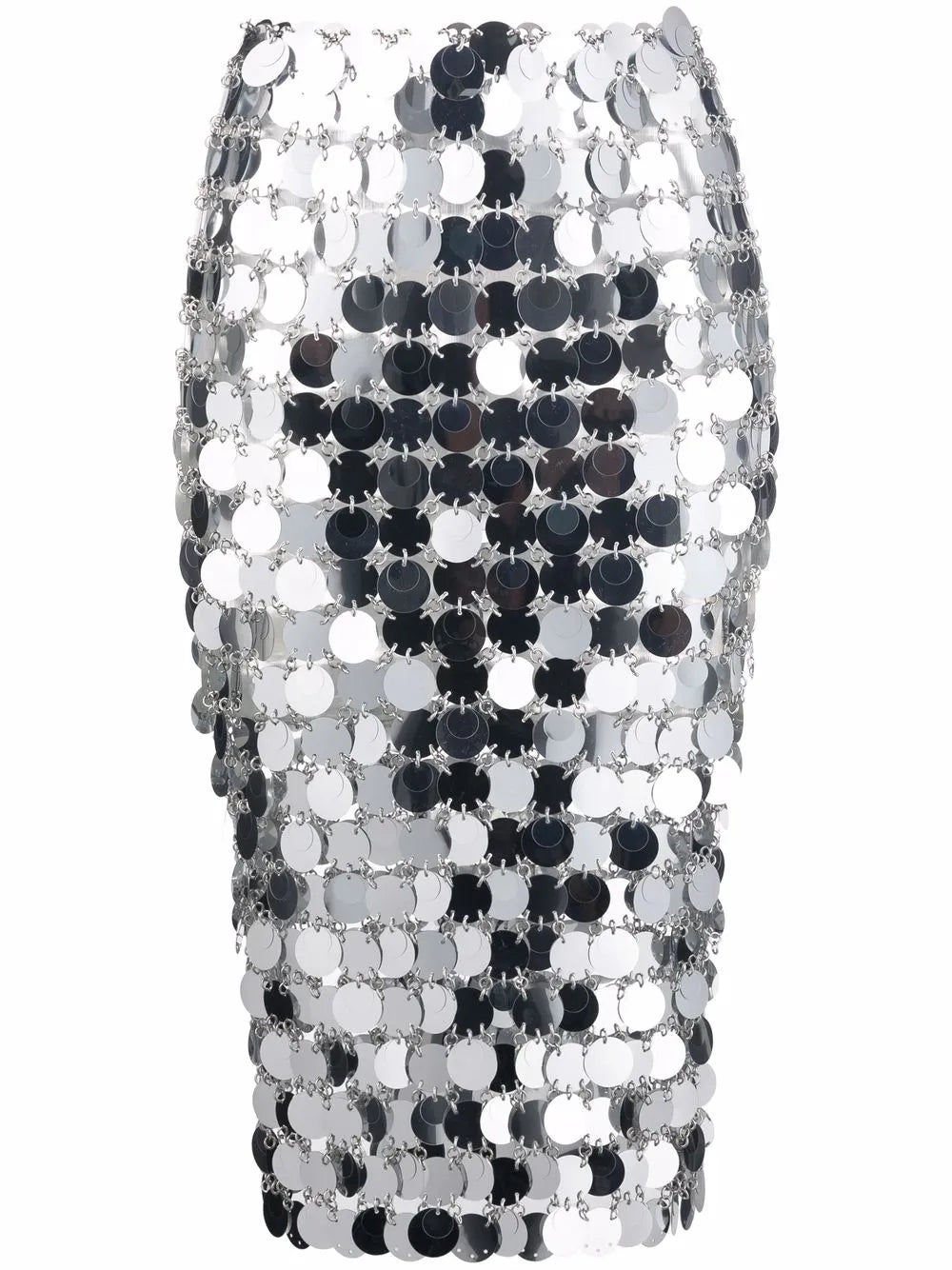 Mirror-Effect Sequin Midi Skirt