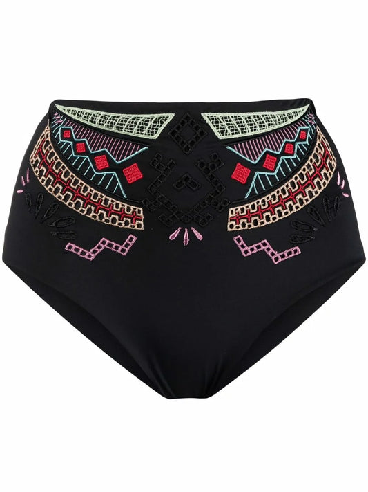 High-Waisted Embroidered Bikini Bottom