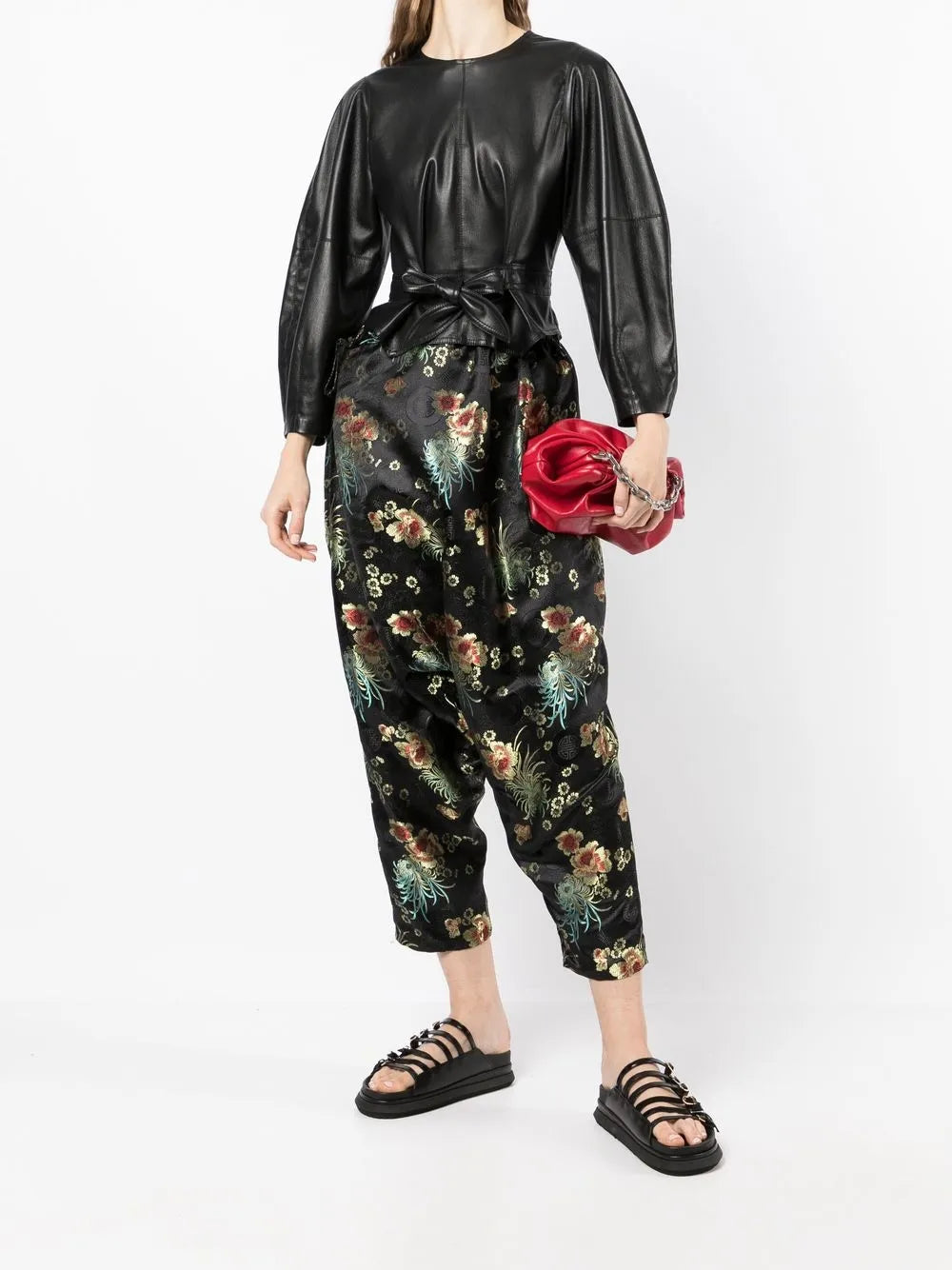 Jacquard Tapered-Leg Cropped Trousers