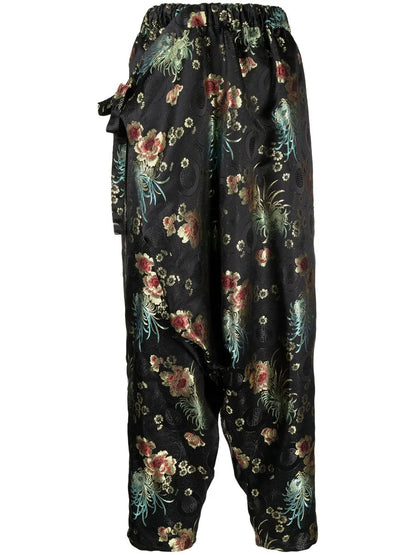 Jacquard Tapered-Leg Cropped Trousers