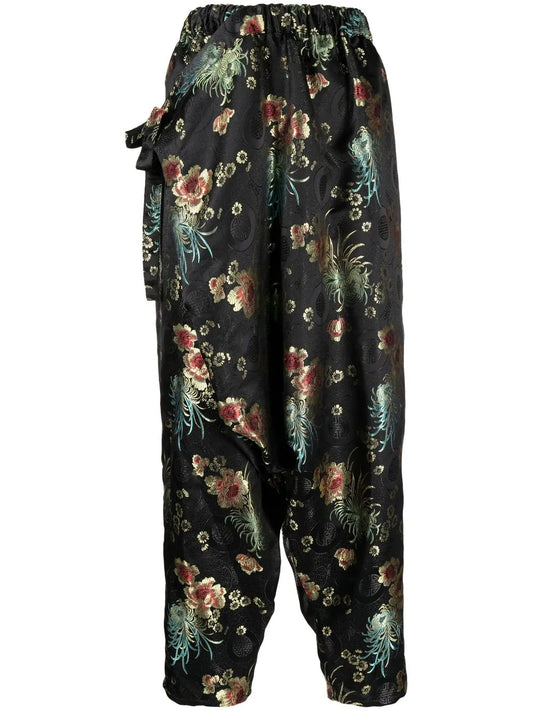 Jacquard Tapered-Leg Cropped Trousers