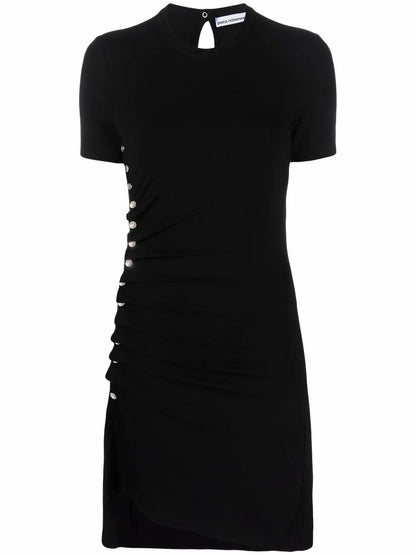 Rivet-Embellished Asymmetric Dress