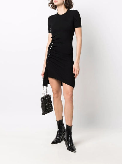 Rivet-Embellished Asymmetric Dress