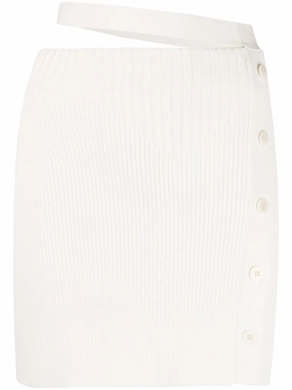 Strap-Detail Ribbed-Knit Skirt