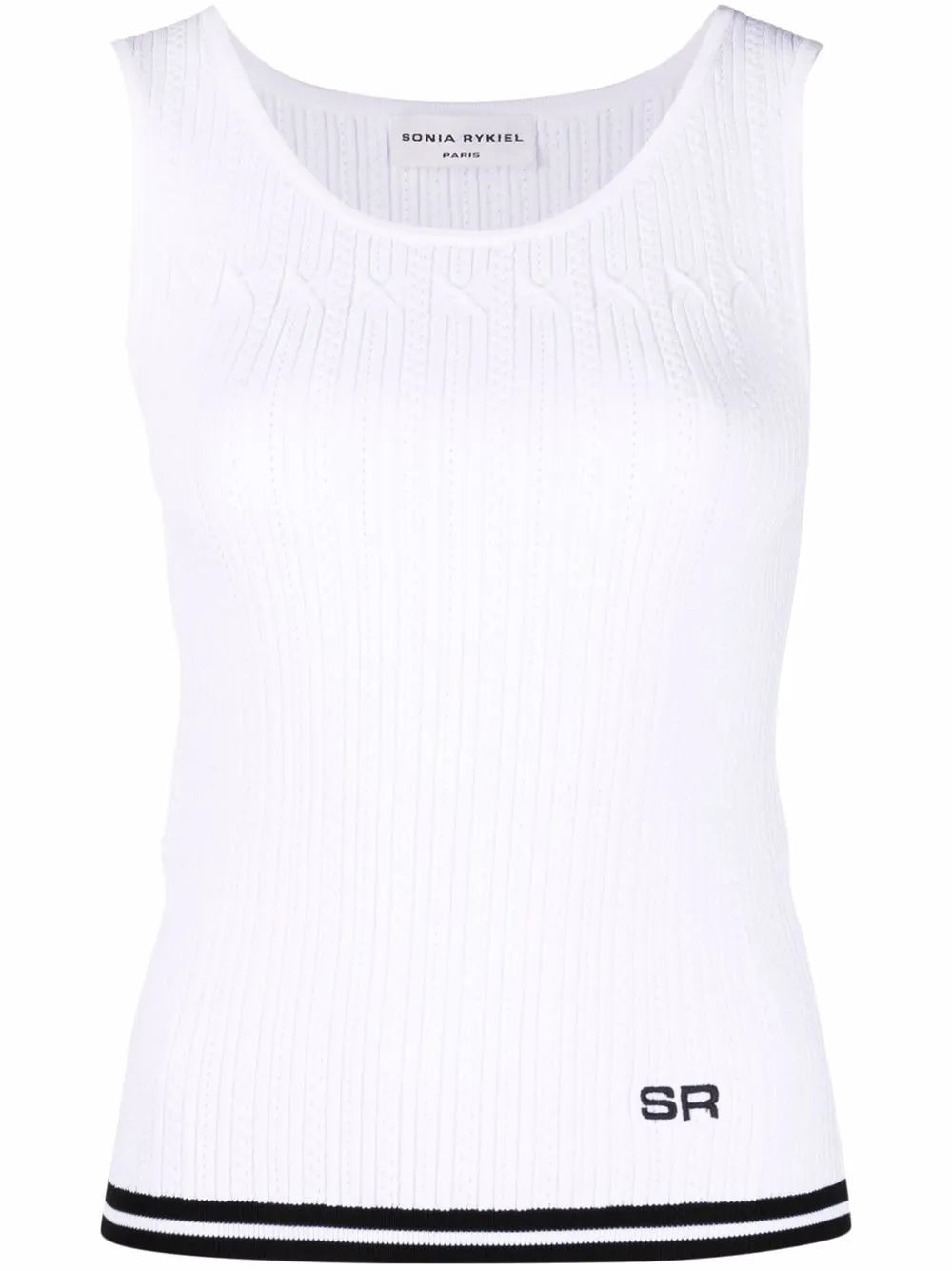 Logo-Embroidered Pointelle-Knit Tank Top