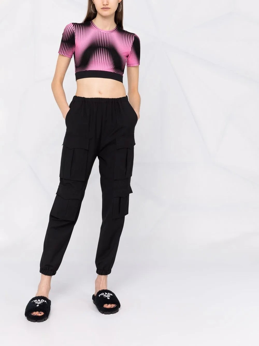 Graphic-Print Cropped Fitted T-Shirt