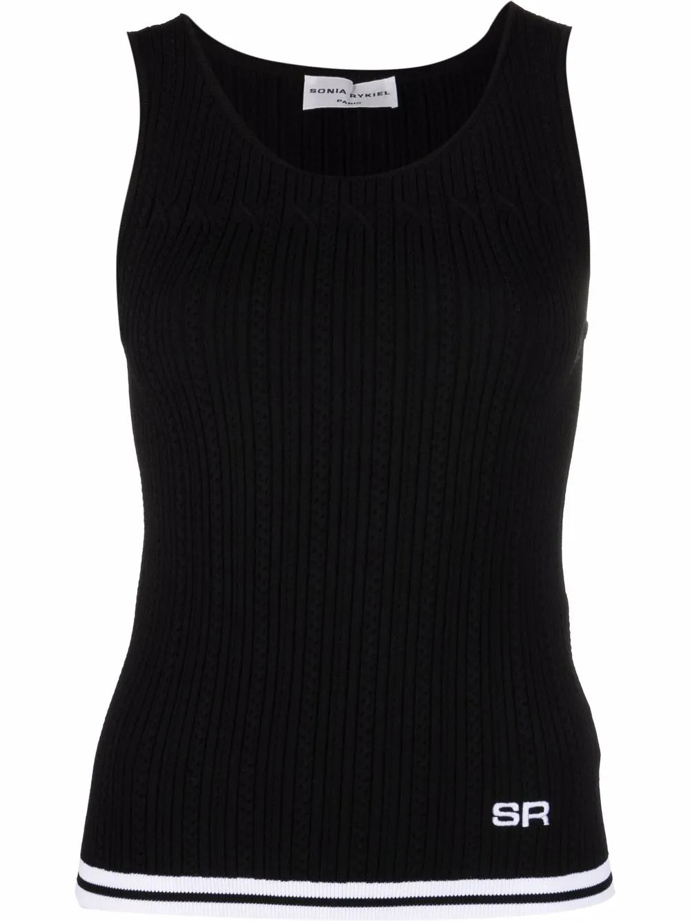 Logo-Embroidered Pointelle-Knit Tank Top
