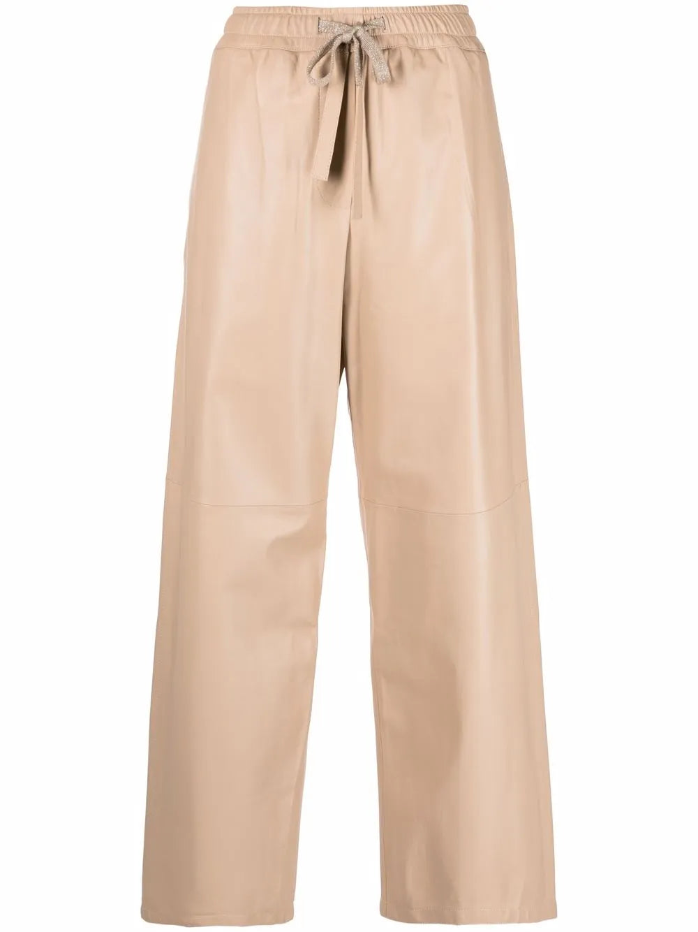 Drawstring-Waist Leather Trousers