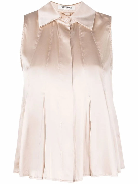 Classic-Collar Sleeveless Blouse