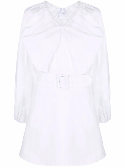 Oversize-Collar Cotton Dress