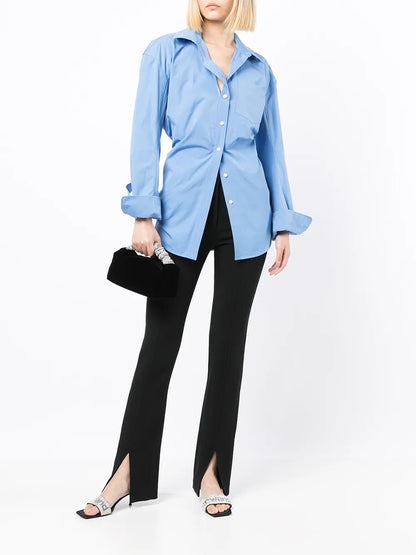 Ruched Button-Up Shirt