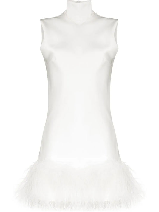 Umiko Feather-Trimmed Mini Dress