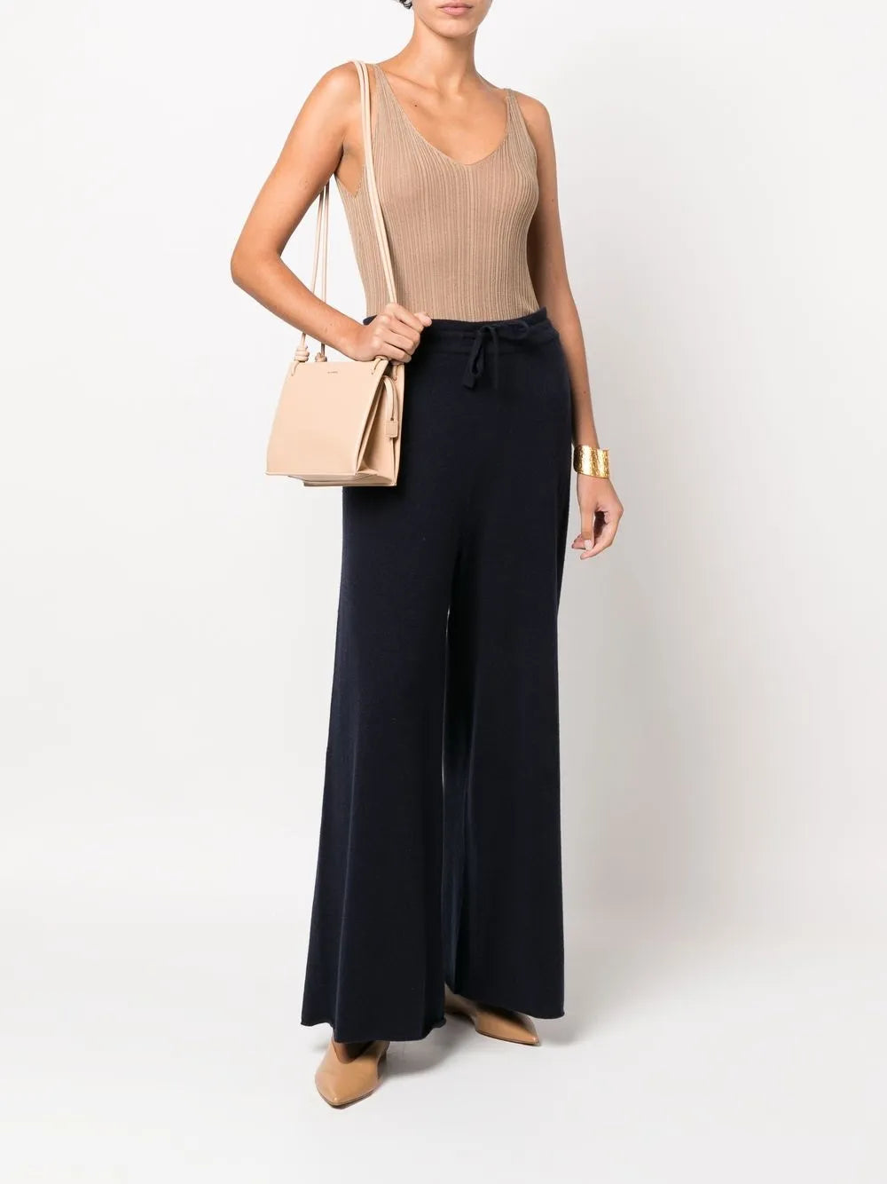 Wide-Leg Cashmere Track Pants