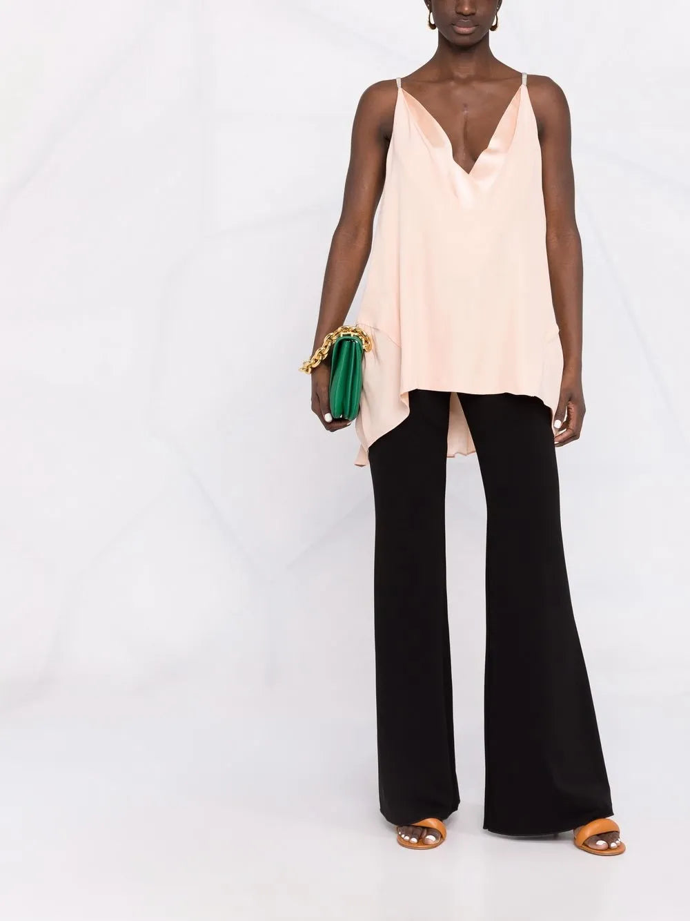 V-Neck Metallic Strap Top