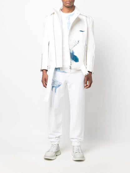 Abstract-Print Cotton Track Trousers