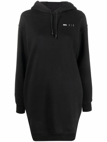 Logo Drawstring Hooded Dress