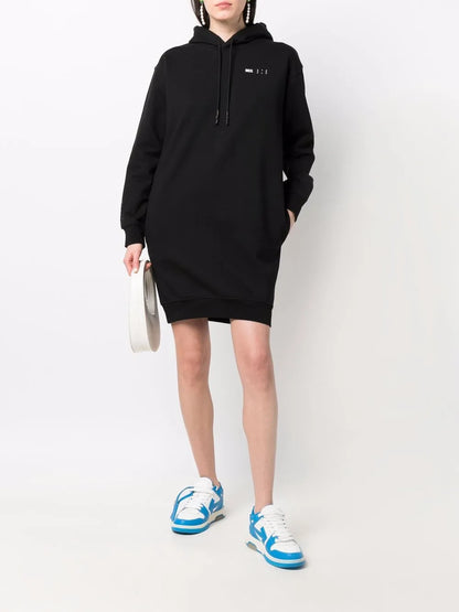 Logo Drawstring Hooded Dress