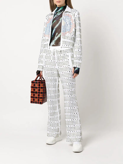 Crystal-Embellished Flared Trousers