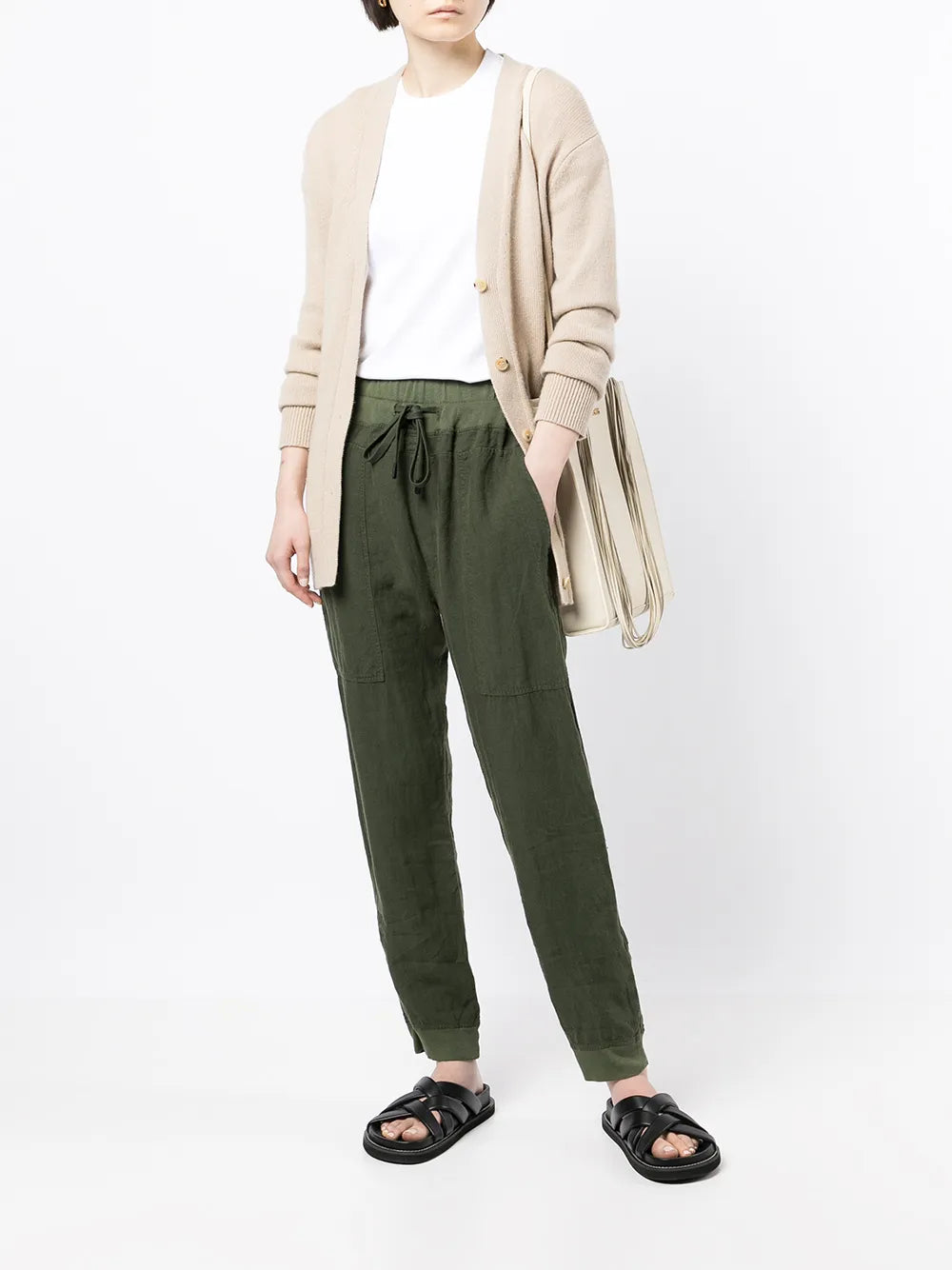 High-Waisted Drawstring Track Pants