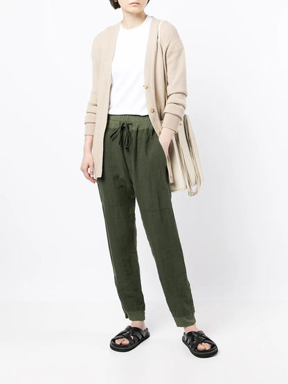 High-Waisted Drawstring Track Pants