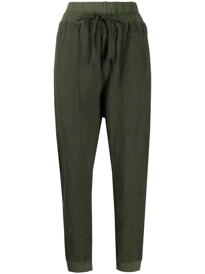 High-Waisted Drawstring Track Pants