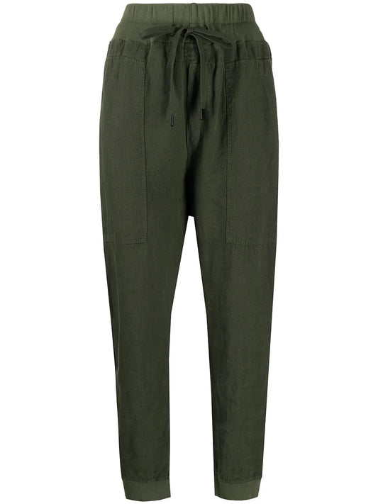 High-Waisted Drawstring Track Pants