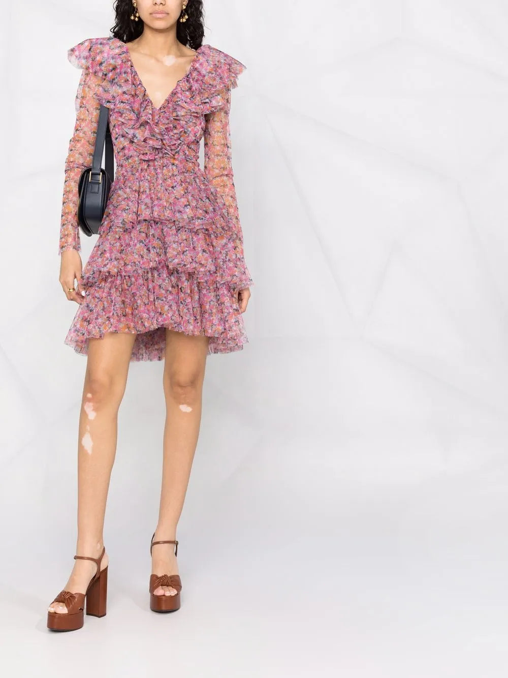 Floral Patterned Tulle Dress